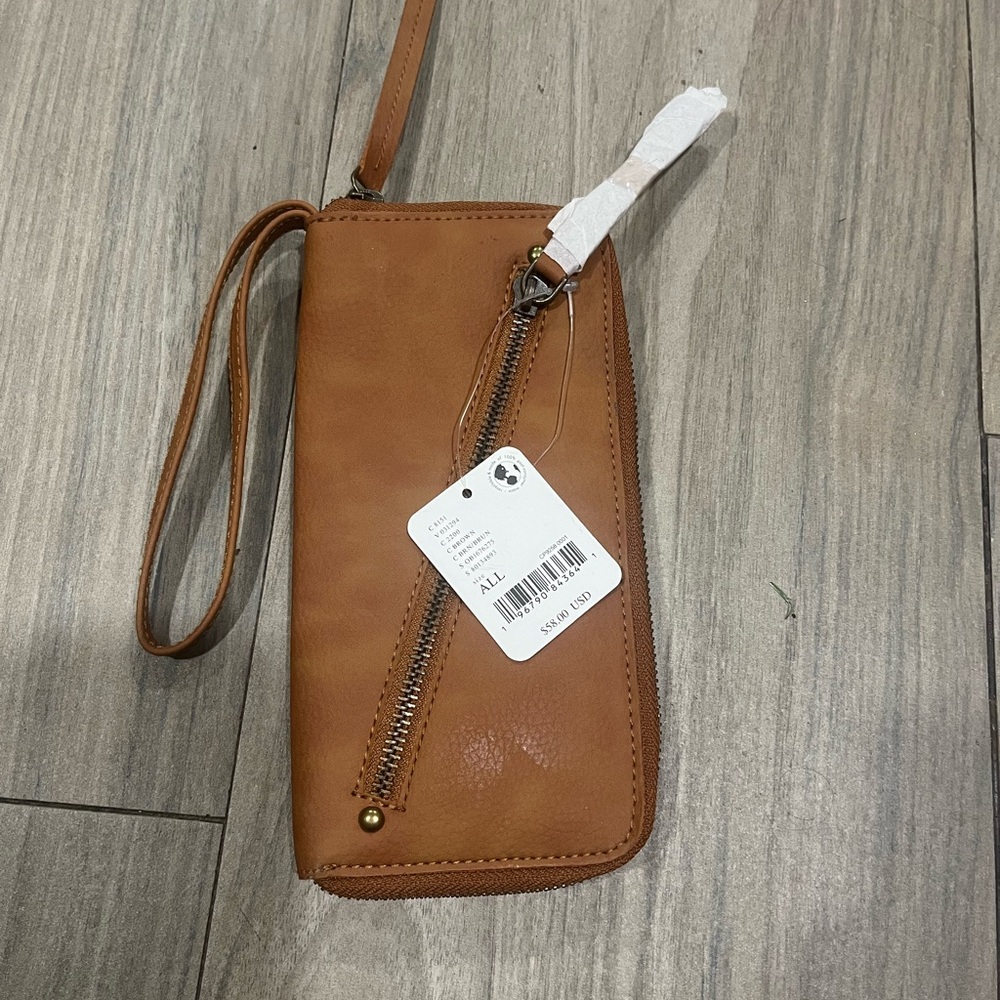 Free People Vegan Leather Clutch in Tan
